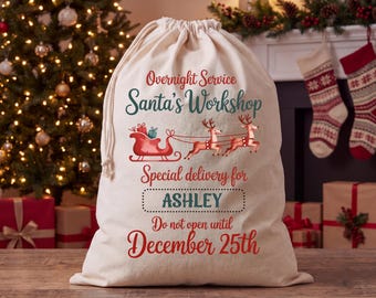 Personalised Santa Sack, Special Delivery Canvas Bag, Christmas Toy Gift Sack