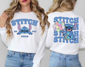 Disney Stitch Sweatshirt, Disney Charakter Shirt, Magic Kingdom T-Shirt, Stitch Ballons Pullover, Disneyland Urlaub Shirt
