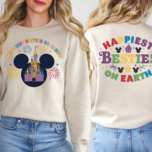 Sweatshirt Happiest Besties on Earth, chemise voyage Disneyland Besties, t-shirt château magique, T-shirt voyage WDW, sweat besties Disney