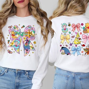 Winnie The Pooh Easter Coquette Shirt, Easter Pooh Bear T-Shirt, Disney Easter Bunny Bow Sweatshirt, Disneyland Easter Day Trip Tees