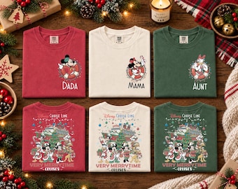 Disney Custom Christmas Cruise Comfort Colors® Shirt, Mickey Friends Cruising Tees, Winter Trip T-Shirt