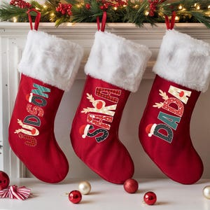 Personalized Christmas Stocking : Family Xmas Decor, Holiday Stocking , Fireplace Hanging Decor, Santa Stocking