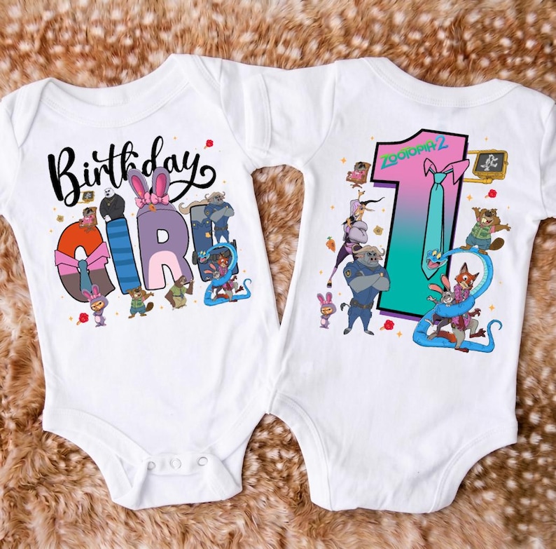Camiseta personalizada de cumpleaños familiar de Zootopia, camiseta de cumpleaños de Disney Zootopia 2, camiseta de Nick Wilde y Judy Hopps, camisetas de cumpleaños para viajes familiares a Disneyland imagen 5