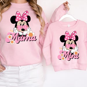 Disney Minnie Mama Mini Sweatshirt, Disney Mama and Mini Shirt, Disney Family Matching T-Shirt, Mini Mouse Mom Tee, Mother&#39;s Day Shirt