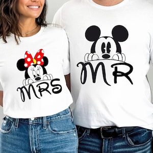 Disney Mr and Mrs Shirt, Her Mickey His Minnie Sweatshirt, Disney Couple T-Shirt, Disney Wife Husband Sweater, Disney Honeymoon Tees