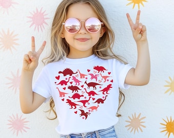 Valentine's Day Sweatshirt: Dinosaur Heart T-shirt, Dinosaur Love Shirt, Cute Retro Kids Tee, Valentine Dinosaur Tee
