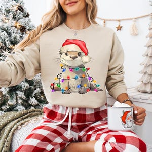 Otter Christmas Sweatshirt, Christmas Lights Shirt, Sea Animal Xmas T-Shirt, Otter Lover Christmas Tee, Otter Merry Christmas Shirt