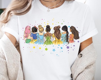 Shirt Disney Princess, T-shirt aquarel prinses tijdperk, shirt Disney Besties, Disney Girls Trip Tees, Disneyland Princess Girls Trip Tees