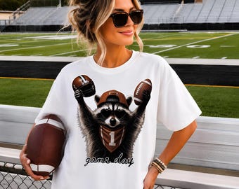 Game Day Raccoon Shirt, Football Game Day T-Shirt, Baseball Football Fan Shirt, Tailgate Tees, Football Season Shirt, Sports Lover Gift Tees