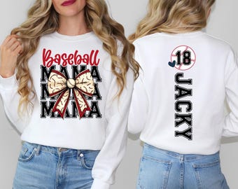 Baseball Mama Sweatshirt, Baseball Player Shirt, Coquette Bow T-Shirt, Baseball Game Day Sweater, Sports Mom Tee, Baseball Season Tee
