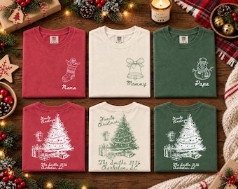Family Name ChristmasComfort Colors® Shirt,  Custom  Santa XMAS Trip T-Shirt, Winter Holiday Tees