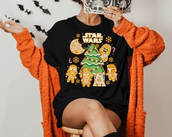 Gingerbread Space Saga Holiday Shirt, Christmas Gingerbread Sweatshirt, Festive Cookie T-Shirt, Holiday Tree Tee