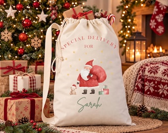 Special Delivery Canvas Santa Sack, Christmas Custom Kids Santa Sack, Toy Bag Gift