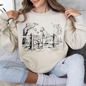 Maglietta Disney Winnie the Pooh e Christopher Robin, T-shirt Sketch Vintage Pooh Bear, Felpa WDW Family Trip, Magliette Magical Kingdom