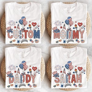 Maglietta personalizzata per la famiglia del 4 luglio, maglietta per la famiglia americana, maglietta per il giorno dell&#39;indipendenza, maglietta americana personalizzata, maglietta coordinata per la famiglia patriottica