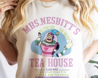 Toy Story Mrs. Nesbitt’s Tea House Shirt, Disney Toy Story Buzz Lightjahre T-Shirt, Infinity And Jenseits Sweatshirt, Disneyland Trip Tees