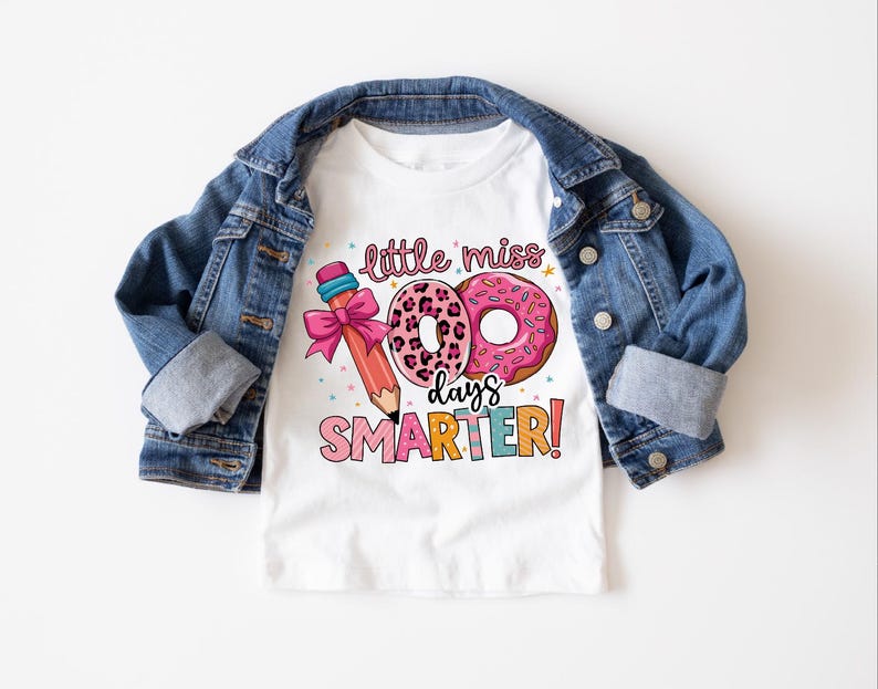 Little Miss 100 Days Samrter Shirt, 100 Days Celebration Sweater, Girls School T-Shirt, 100 Days of School Sweatshirt, Back To School Tee