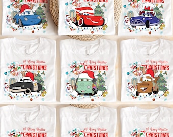 Christmas Cars Shirt, Santa McQueen & Tow Mater Xmas T-Shirt,  Holiday Matching Sweater, Family Christmas Shirt, Pixar Xmas Tees