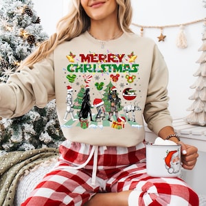 Star Wars Merry Christmas Shirt, Darth Vader Xmas Sweatshirt, Stormtrooper Shirt, Funny Geek Xmas Gift Tees, Star Wars Characters Xmas Tees