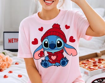 Camiseta de San Valentín con Stitch, camiseta de Disney para San Valentín, sudadera de San Valentín, camiseta de Disneyland, camisetas de pareja XOXO de Disney, camisetas de San Valentín con Stitch