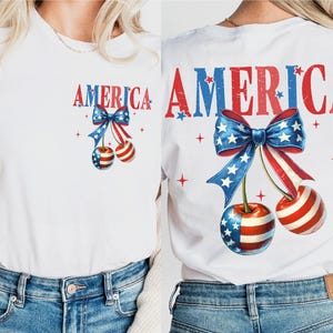 4th Of July Cherries Shirt, Fourth of July Party T-Shirt, Independence Day Celebrate Sweatshirt, 4th of July Coquettes Shirt, USA Flag Tee