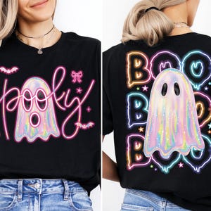 Spooky Ghost Shirt, Neon Boo Halloween T-Shirt, Cute Pastel Ghost Sweatshirt, Kawaii Spooky Season Shirts, Trick or Treat Halloween Tees
