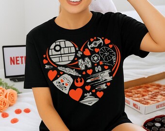Alla hjärtans dag Star Wars-tröja: Star Wars Alla hjärtans dag-t-shirt med hjärtmotiv, Disney Star Wars Droids Love-tröja, Alla hjärtans dag-barntröja