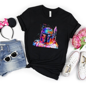 Star Wars Mandalorian Head Shirt, Star Wars Neon Graphic T-Shirt, Star Wars Shirt, Star Wars Retro Shirt, Star Wars Vintage Shirt