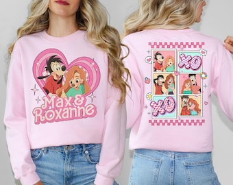 Sudadera de San Valentín de Max y Roxanne, camiseta XOXO de Disney, camiseta de San Valentín de Disney, suéter de luna de miel de Disney, camiseta de San Valentín de la película Goofy