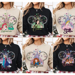 Custom Watercolor Princess Sweatshirt, Disney Princess Shirt, Disney Birthday Girl Tee, Castle Princess Sweater, Birthday Princes T-Shirt