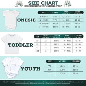the size chart for a baby boy's bodysuit