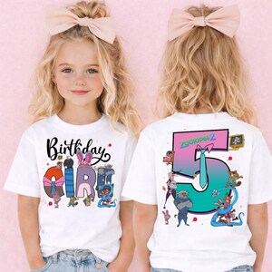 Camiseta personalizada de cumpleaños familiar de Zootopia, camiseta de cumpleaños de Disney Zootopia 2, camiseta de Nick Wilde y Judy Hopps, camisetas de cumpleaños para viajes familiares a Disneyland imagen 2