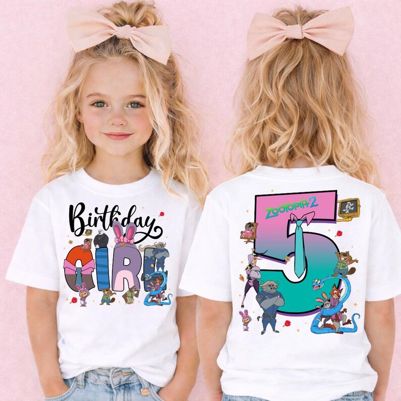Camiseta personalizada de cumpleaños familiar de Zootopia, camiseta de cumpleaños de Disney Zootopia 2, camiseta de Nick Wilde y Judy Hopps, camisetas de cumpleaños para viajes familiares a Disneyland imagen 2