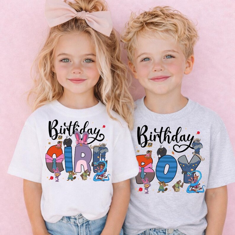 Camiseta personalizada de cumpleaños familiar de Zootopia, camiseta de cumpleaños de Disney Zootopia 2, camiseta de Nick Wilde y Judy Hopps, camisetas de cumpleaños para viajes familiares a Disneyland imagen 4