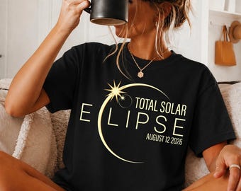 Total Solar Eclipse Shirt, Astronomy Lover T-Shirt, 2026 Celestial Event Sweatshirt, Solar Eclipse Watch Party Shirts, Space Gift Tees