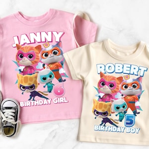 Custom SuperKitties Birthday Shirt, Super Kitties Birthday Girl T-Shirt, Super Kitties Birthday Boy Shirt, Super Kitties Family Matching Tee