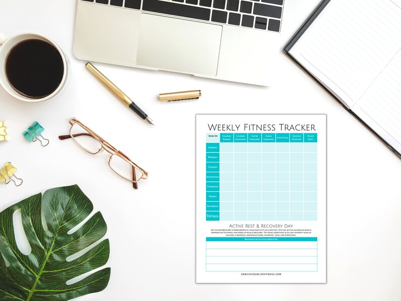 Fitness Tracker Printable PDF Track Calories Burned Calories Etsy