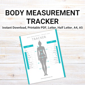 Pu&ograve; includere: Un tracker di misurazione del corpo stampabile in formato PDF. Il tracker include una silhouette di una persona con aree numerate per misurare diverse parti del corpo. Il tracker &egrave; disponibile nelle dimensioni Letter, Half Letter, A4 e A5.