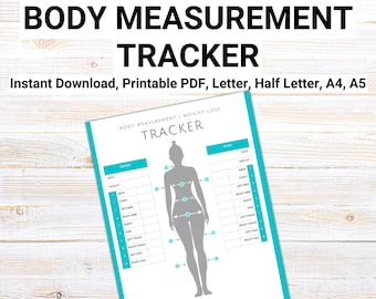Weight Loss Tracker, Body Measurement Tracker, Printable PDF, Fitness Tracker, Health Tracker, Body Measurement Chart, Digital Download