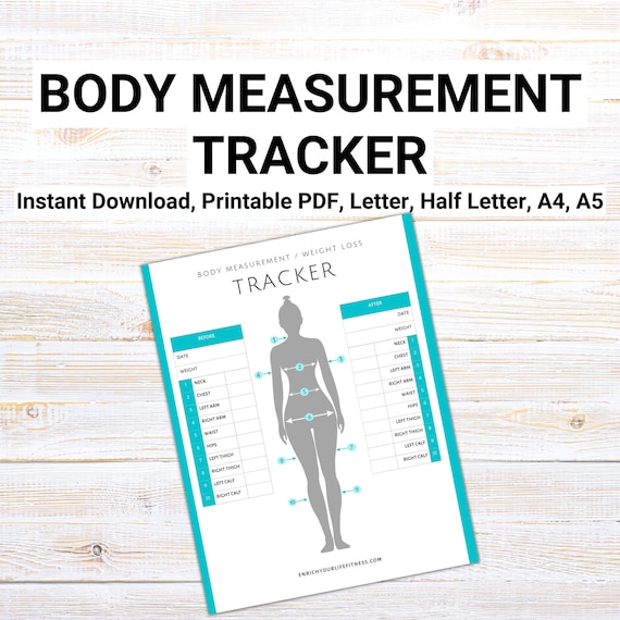 Weight Loss Tracker, Body Measurement Tracker, Printable PDF, Fitness Tracker, Health Tracker, Body Measurement Chart, Digital Download