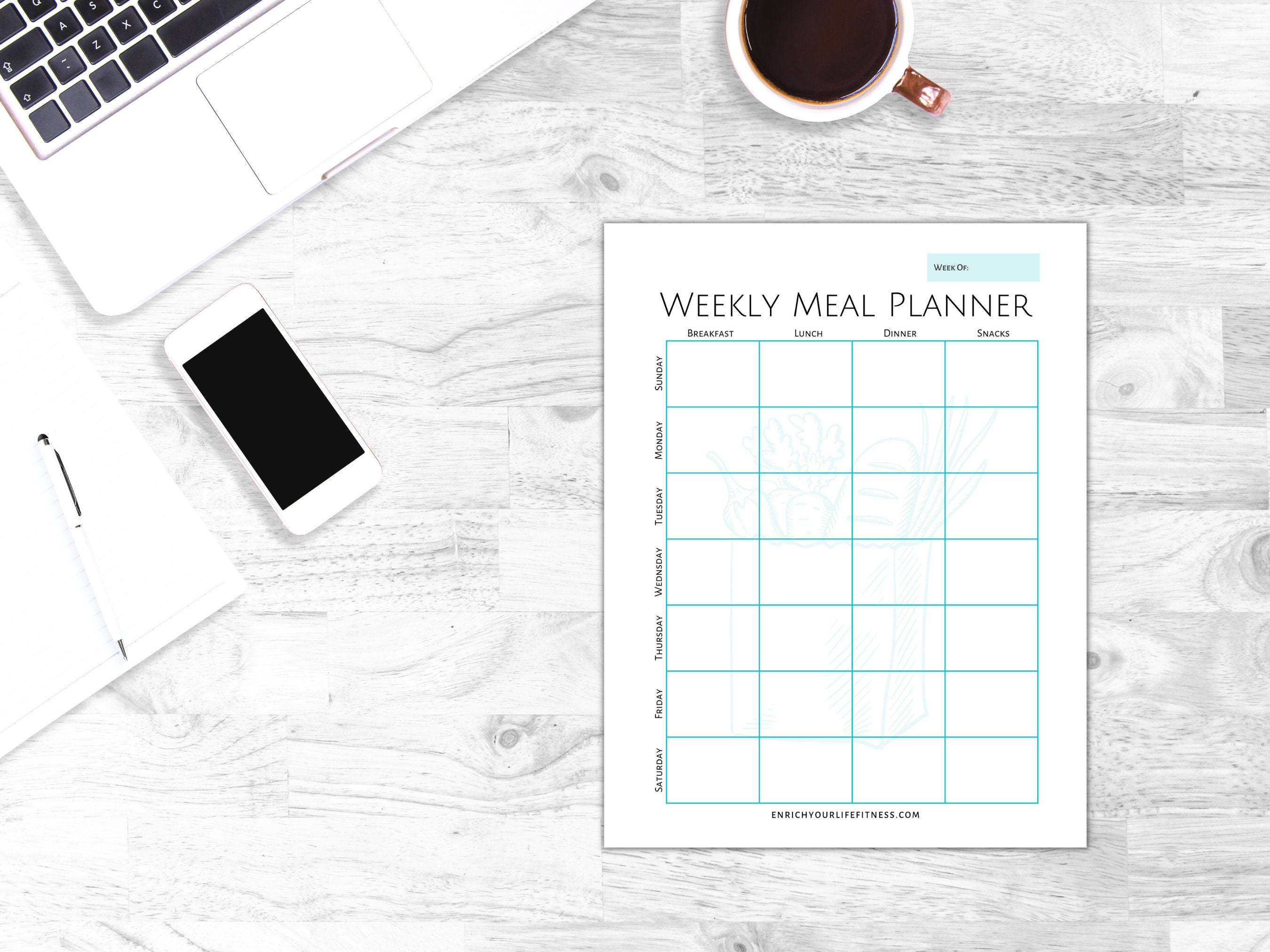 Weekly Meal Planner, Printable PDF, Planner Insert, Digital Download ...