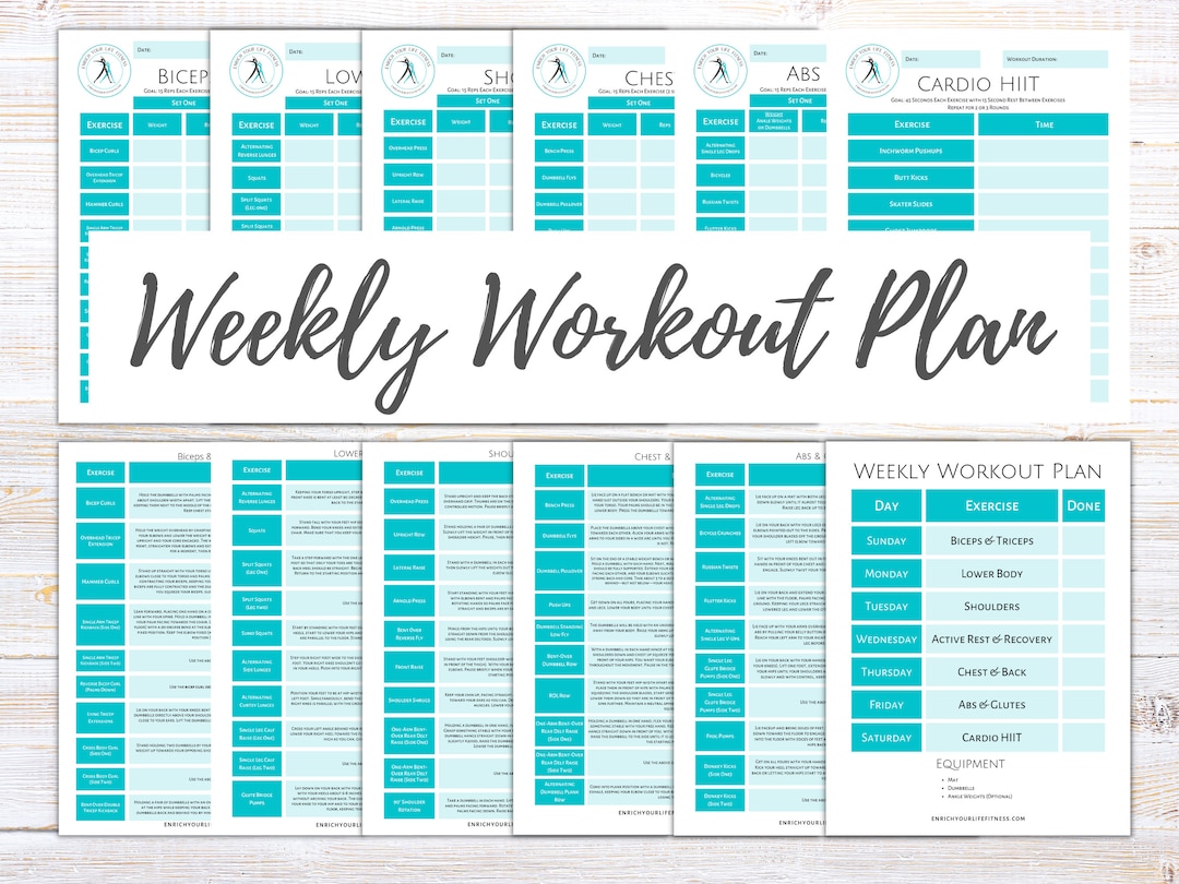 Weekly Workout Plan Printable With Exercises and Tracker/log Etsy
