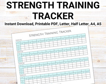 Strength Training Workout Tracker Printable, Weight Lifting Exercise Log, Fitness Journal,  A4/A5/Letter/Half Size, Instant Download