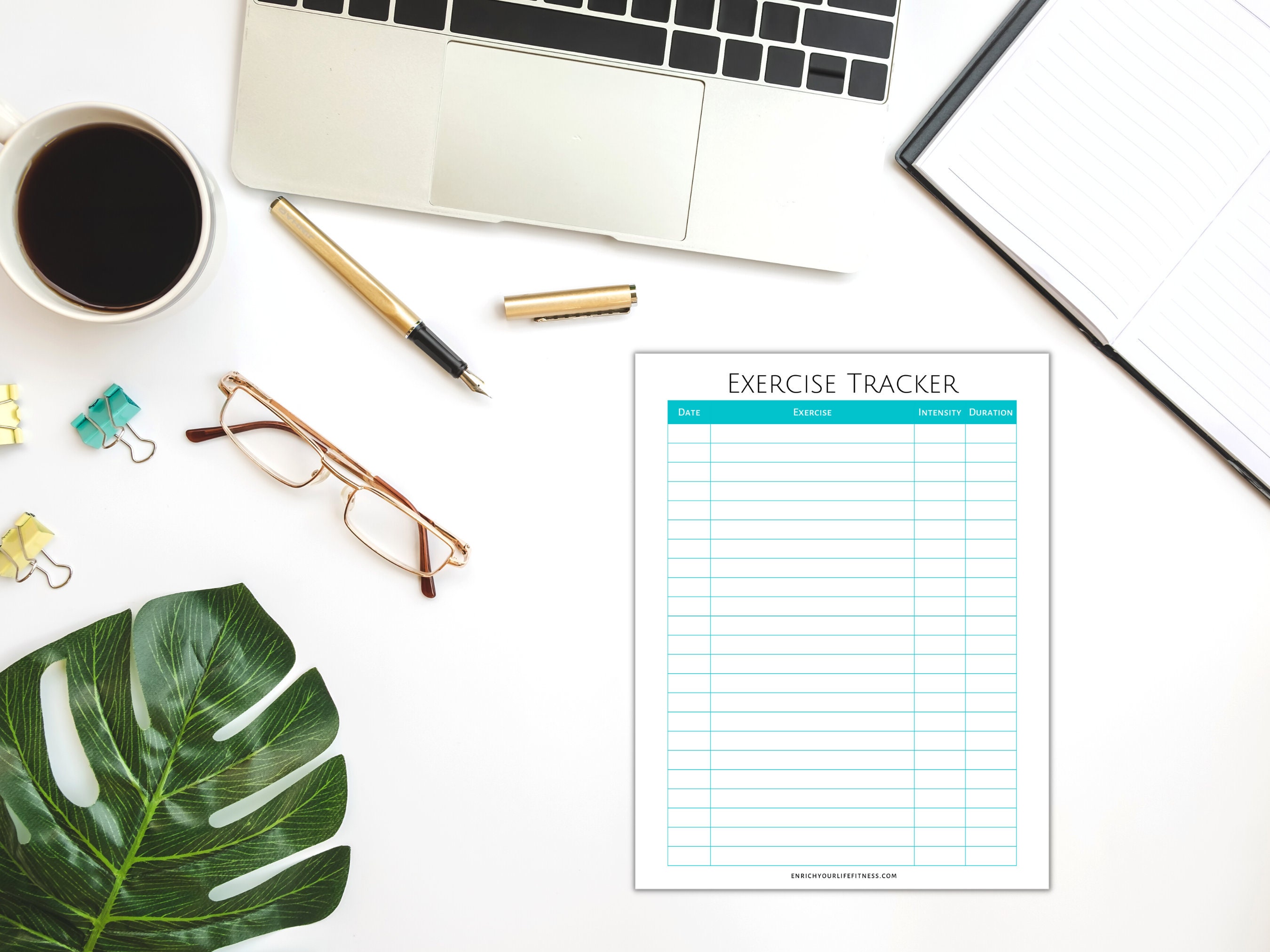 Exercise Tracker Printable PDF Fitness Log Workout Log Health Log
