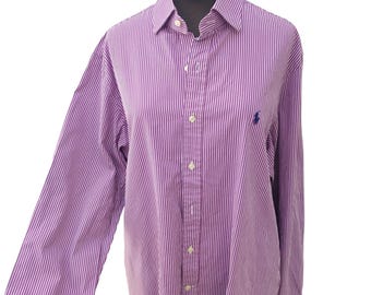 Ralph Lauren lila gestreiftes Hemd, Größe L