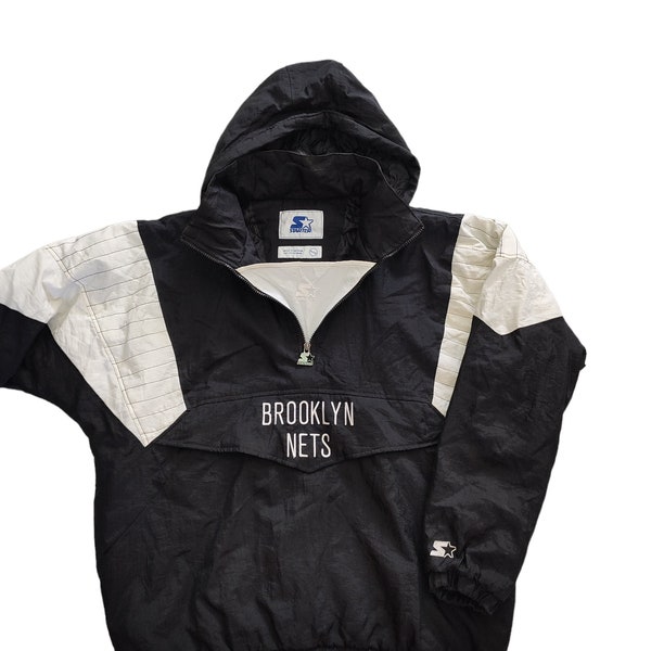 Brooklyn Nets Starter Jacket / Brooklyn Nets Starter bombers/ 1/2 zip anorak starter Jacket 90s retro streetwear sportwear size XL adult