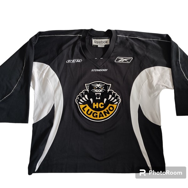 HC Lugano hockey Jersey size XXL / HC Lugano eishockey Trikot/ hc Lugano Reebok ccm hockey jersey / Reebok ccm jersey xxl