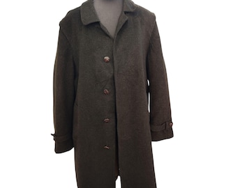 Długi tyrolski płaszcz z lodenu, tradycyjna austriacka wełna vintage