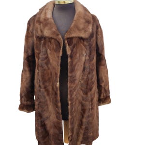 Manteau Long En Fourrure De Vison Marron Foncé - Taille 38 - Made In France - Occasion Très Bon état