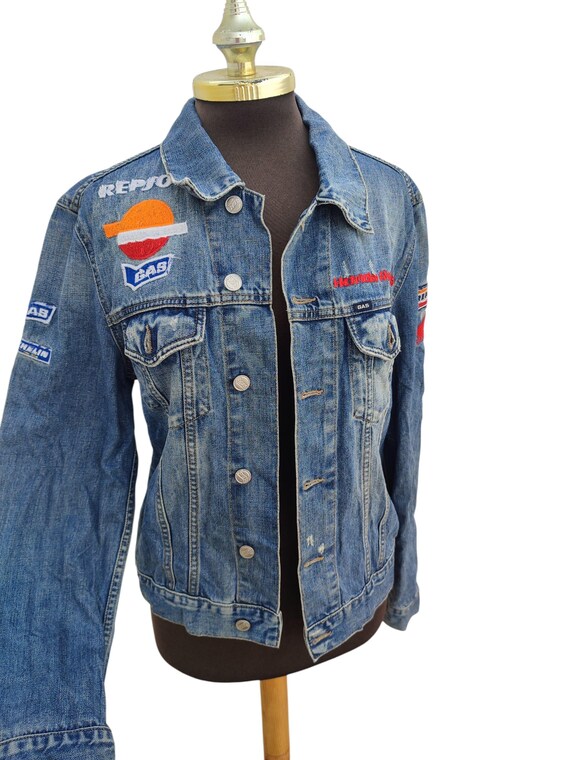 Repsol Honda Racing Gas Men's Denim Jacket Size Medium Free
